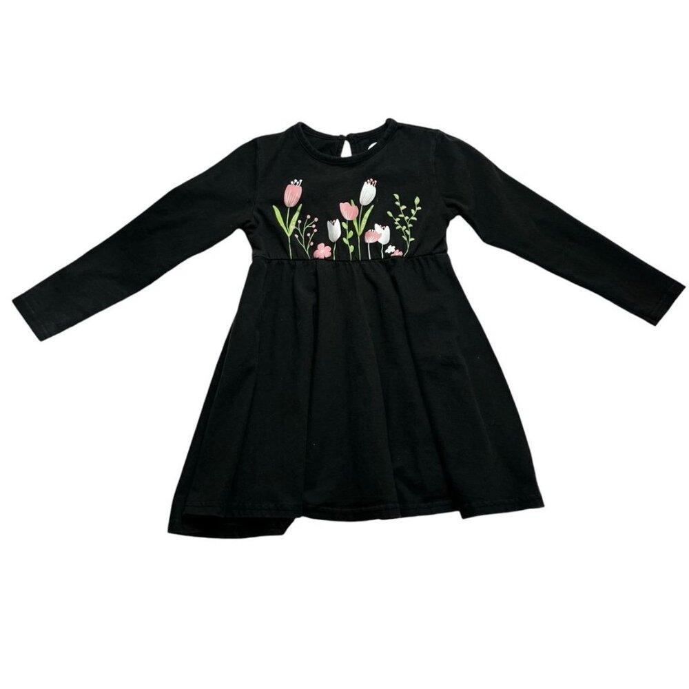 Dot Australia Girls Black Floral Dress Size 5 Years